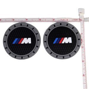 BMW M Car Cup Holder Coaster Center Console Liner Honeycomb Black Logo Coasters